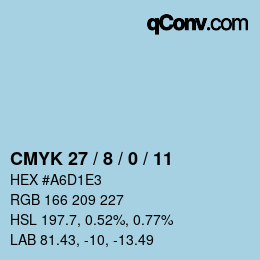 Color code: CMYK 27 / 8 / 0 / 11 | qconv.com