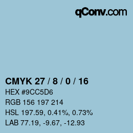 カラーコード: CMYK 27 / 8 / 0 / 16 | qconv.com