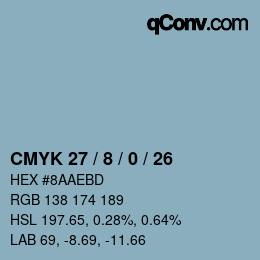 Color code: CMYK 27 / 8 / 0 / 26 | qconv.com