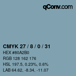 カラーコード: CMYK 27 / 8 / 0 / 31 | qconv.com