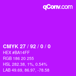 颜色代码: CMYK 27 / 92 / 0 / 0 | qconv.com
