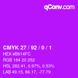 カラーコード: CMYK 27 / 92 / 0 / 1 | qconv.com
