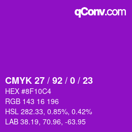 Color code: CMYK 27 / 92 / 0 / 23 | qconv.com