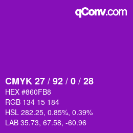 カラーコード: CMYK 27 / 92 / 0 / 28 | qconv.com