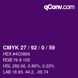 Color code: CMYK 27 / 92 / 0 / 59 | qconv.com