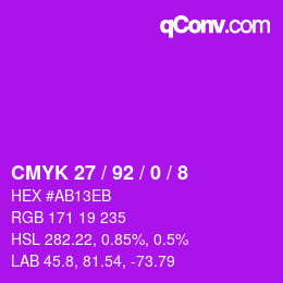 Color code: CMYK 27 / 92 / 0 / 8 | qconv.com