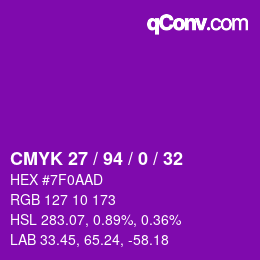 颜色代码: CMYK 27 / 94 / 0 / 32 | qconv.com