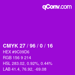 カラーコード: CMYK 27 / 96 / 0 / 16 | qconv.com