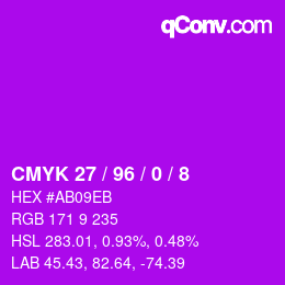 颜色代码: CMYK 27 / 96 / 0 / 8 | qconv.com