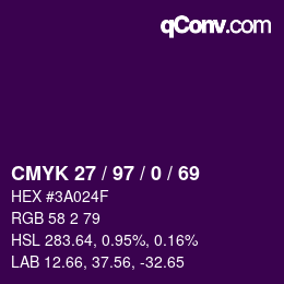 カラーコード: CMYK 27 / 97 / 0 / 69 | qconv.com
