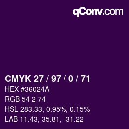 カラーコード: CMYK 27 / 97 / 0 / 71 | qconv.com