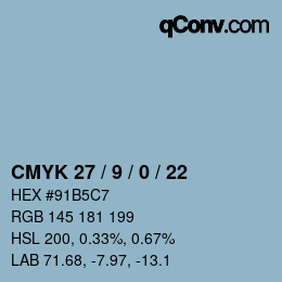 カラーコード: CMYK 27 / 9 / 0 / 22 | qconv.com