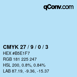 カラーコード: CMYK 27 / 9 / 0 / 3 | qconv.com