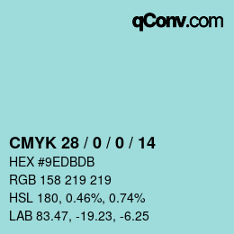 Color code: CMYK 28 / 0 / 0 / 14 | qconv.com