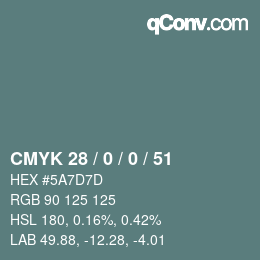 Color code: CMYK 28 / 0 / 0 / 51 | qconv.com