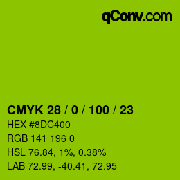 カラーコード: CMYK 28 / 0 / 100 / 23 | qconv.com