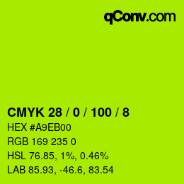 Color code: CMYK 28 / 0 / 100 / 8 | qconv.com