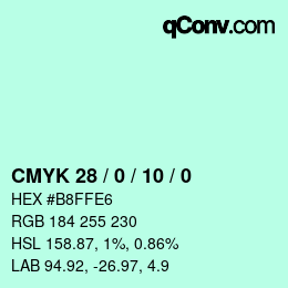 カラーコード: CMYK 28 / 0 / 10 / 0 | qconv.com