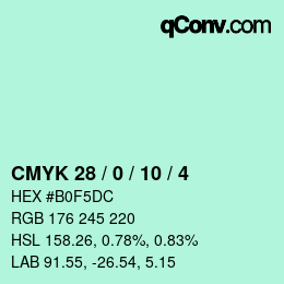 カラーコード: CMYK 28 / 0 / 10 / 4 | qconv.com