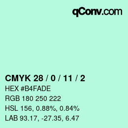 カラーコード: CMYK 28 / 0 / 11 / 2 | qconv.com