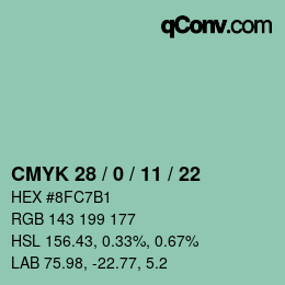 カラーコード: CMYK 28 / 0 / 11 / 22 | qconv.com