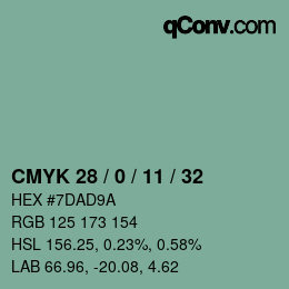 颜色代码: CMYK 28 / 0 / 11 / 32 | qconv.com