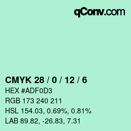 カラーコード: CMYK 28 / 0 / 12 / 6 | qconv.com