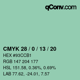 颜色代码: CMYK 28 / 0 / 13 / 20 | qconv.com