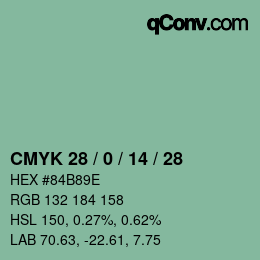 颜色代码: CMYK 28 / 0 / 14 / 28 | qconv.com