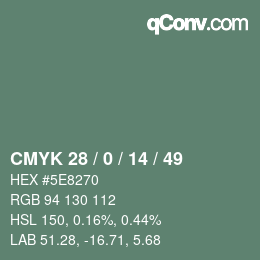 カラーコード: CMYK 28 / 0 / 14 / 49 | qconv.com
