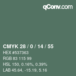 Color code: CMYK 28 / 0 / 14 / 55 | qconv.com