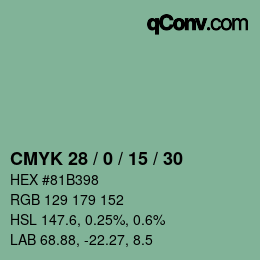 カラーコード: CMYK 28 / 0 / 15 / 30 | qconv.com