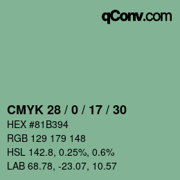 Farbcode: CMYK 28 / 0 / 17 / 30 | qconv.com