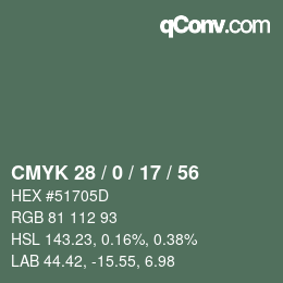 颜色代码: CMYK 28 / 0 / 17 / 56 | qconv.com