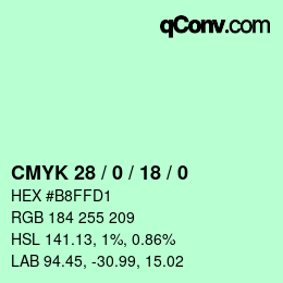 Color code: CMYK 28 / 0 / 18 / 0 | qconv.com