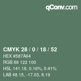 Color code: CMYK 28 / 0 / 18 / 52 | qconv.com