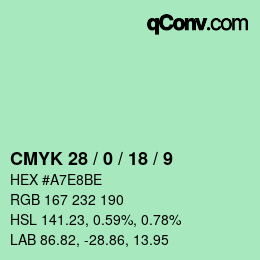 Color code: CMYK 28 / 0 / 18 / 9 | qconv.com