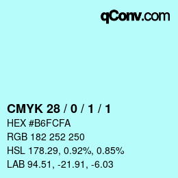 カラーコード: CMYK 28 / 0 / 1 / 1 | qconv.com