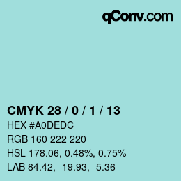カラーコード: CMYK 28 / 0 / 1 / 13 | qconv.com