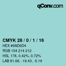 颜色代码: CMYK 28 / 0 / 1 / 16 | qconv.com