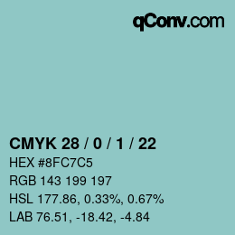 Color code: CMYK 28 / 0 / 1 / 22 | qconv.com