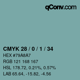 Color code: CMYK 28 / 0 / 1 / 34 | qconv.com