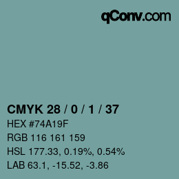 カラーコード: CMYK 28 / 0 / 1 / 37 | qconv.com