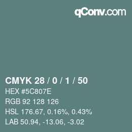 Color code: CMYK 28 / 0 / 1 / 50 | qconv.com