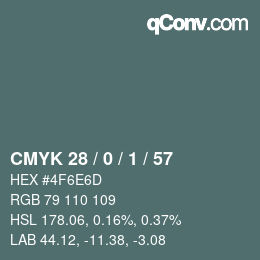 Color code: CMYK 28 / 0 / 1 / 57 | qconv.com