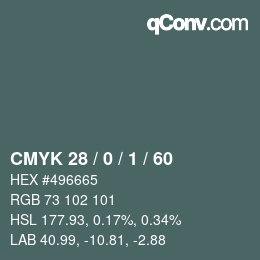 カラーコード: CMYK 28 / 0 / 1 / 60 | qconv.com