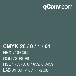 Color code: CMYK 28 / 0 / 1 / 61 | qconv.com