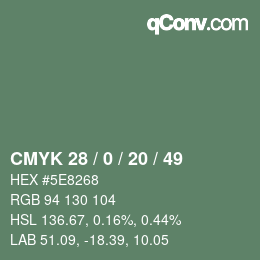 颜色代码: CMYK 28 / 0 / 20 / 49 | qconv.com