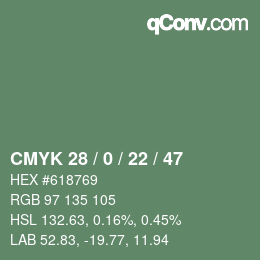 Color code: CMYK 28 / 0 / 22 / 47 | qconv.com