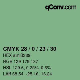 Color code: CMYK 28 / 0 / 23 / 30 | qconv.com